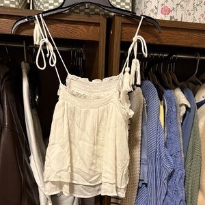 Sadie & Sage Cream Tassel Tie-Strap Top